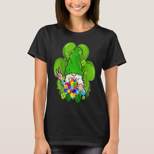 Autism Awareness Gnomes Shamrock St Patricks Day K T-shirt (Voorkant)