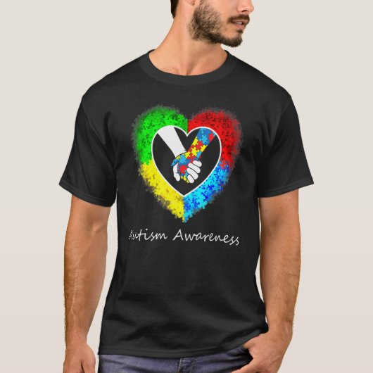 Autism Awareness Hands In Heart Puzzle Pieces T-shirt (Voorkant)
