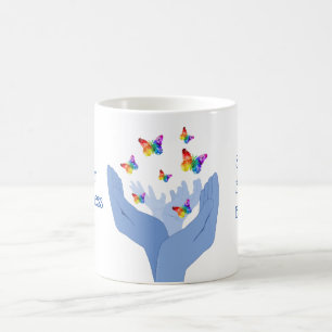 Autism Awareness Hands Release Butterflies Koffiemok