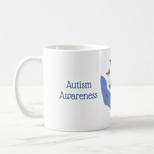 Autism Awareness Hands Release Butterflies Koffiemok (Links)