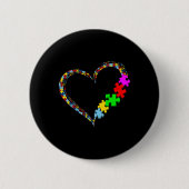 Autism Awareness Heart Puzzle Piece Valentijn Ronde Button 5,7 Cm (Voorkant)