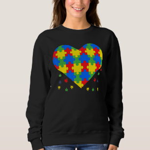 Autism Awareness Heart Puzzle Piecets Autistic Trui
