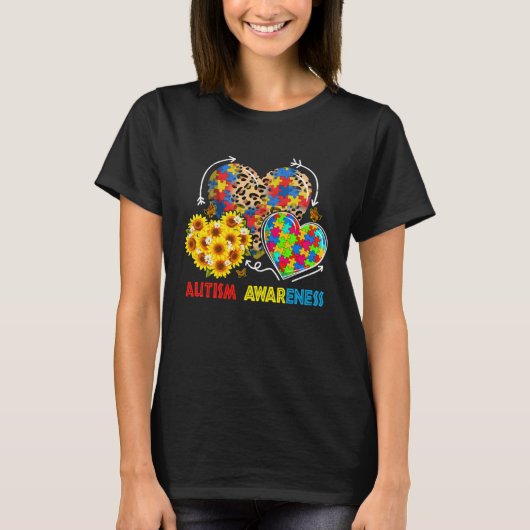 Autism Awareness Hearts Leopard Autism Life Womens T-shirt (Voorkant)