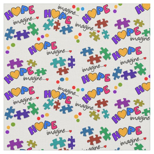 Autism Awareness Hope & Imagine Stof (Close Up)