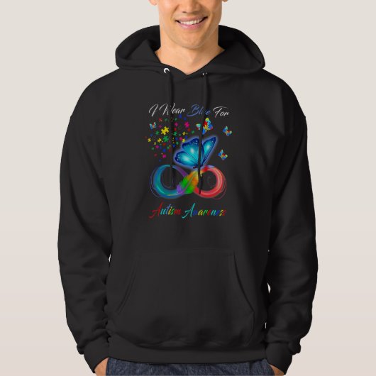 Autism Awareness   I Wear Blue For Autism Awarenes Hoodie (Voorkant)