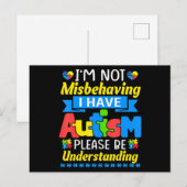 Autism Awareness I'm Not Misbehaving I Have Autism Briefkaart (Voorkant / Achterkant)