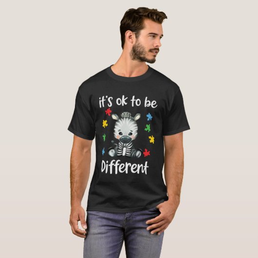 Autism Awareness It s OK to be different Zebra T-shirt (Voorkant volledig)