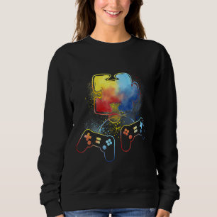 Autism Awareness Kids Video Gamer Puzzle Piece Blu Trui