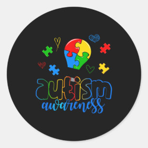 Autism Awareness Light Bulb Puzzle Ronde Sticker