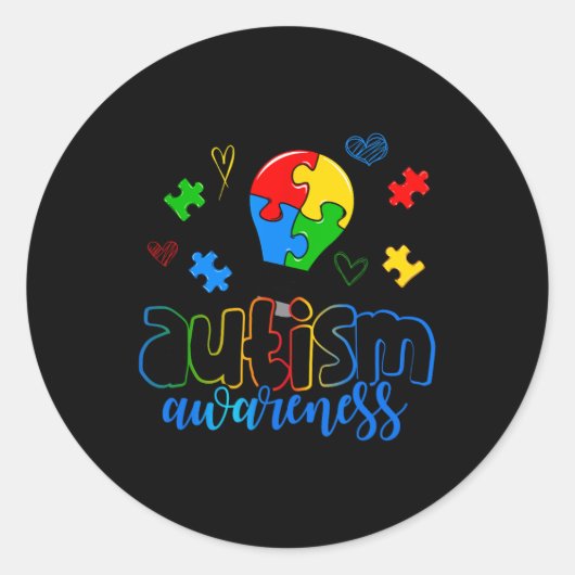 Autism Awareness Light Bulb Puzzle Ronde Sticker (Voorkant)