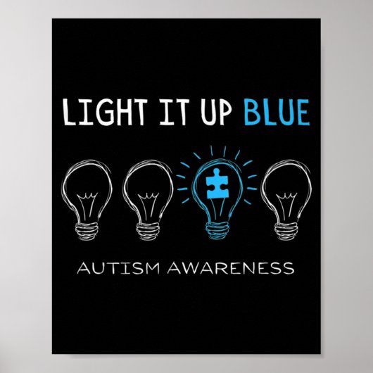 Autism Awareness Light It Up Blue Premium T-Shirt1 Poster (Voorkant)