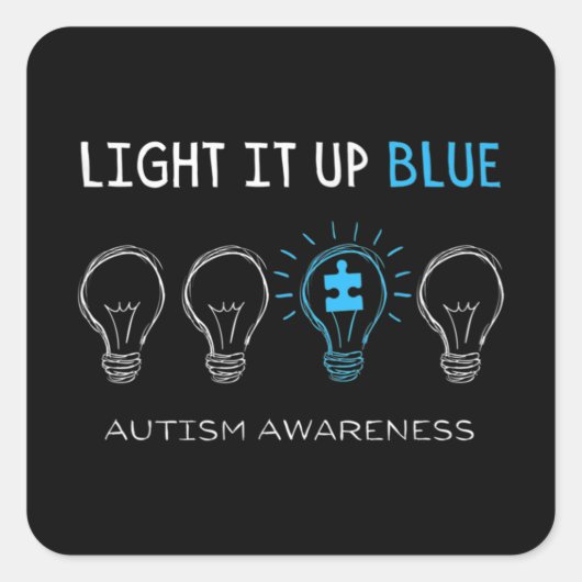 Autism Awareness Light It Up Blue Premium T-Shirt1 Vierkante Sticker (Voorkant)