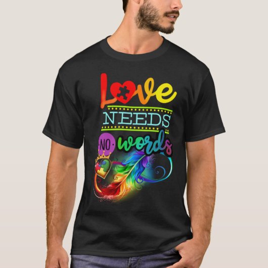Autism Awareness Love Feather Rainbow Puzzle Infin T-shirt (Voorkant)