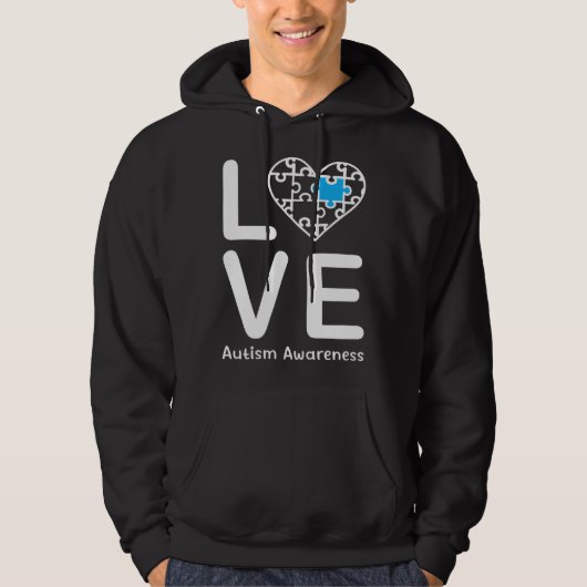 Autism Awareness Love Heart Blue Puzzle for Men Wo Hoodie (Voorkant)