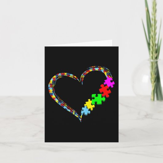 Autism Awareness Love Heart Puzzle Piece Gift Men Kaart (Voorkant)