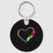 Autism Awareness Love Heart Puzzle Piece Gift Men Sleutelhanger (Achterkant)