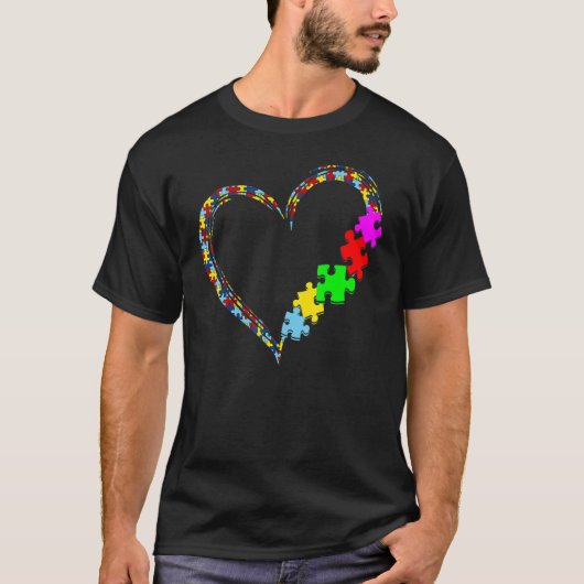 Autism Awareness Love Heart Puzzle Piece Valentine T-shirt (Voorkant)