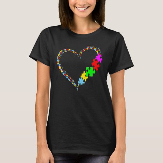 Autism Awareness Love Heart Puzzle Piece Valentine T-shirt (Voorkant)