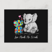 Autism Awareness Love Needs No Words Elephant Supp Briefkaart (Voorkant)
