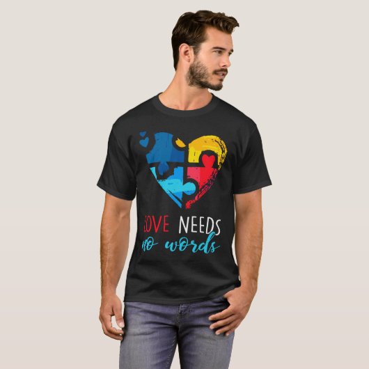 Autism Awareness Love Needs No Words Pul Active T-shirt (Voorkant volledig)