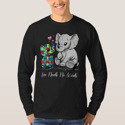 Autism Awareness Love Noeds No Words Elephant Supp T-shirt (Voorkant)
