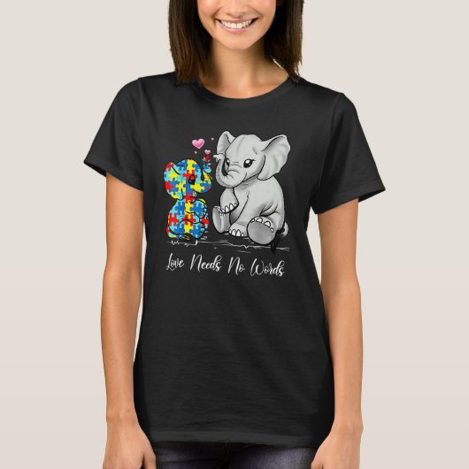 Autism Awareness Love Noeds No Words Elephant Supp T-shirt (Voorkant)