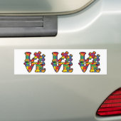 Autism Awareness Love Puzzle Piece Bumpersticker (Op auto)