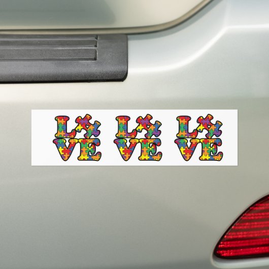 Autism Awareness Love Puzzle Piece Bumpersticker (Op auto)