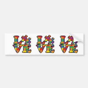 Autism Awareness Love Puzzle Piece Bumpersticker