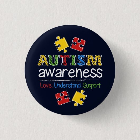 Autism Awareness Love Support Understand Button (Voorkant)