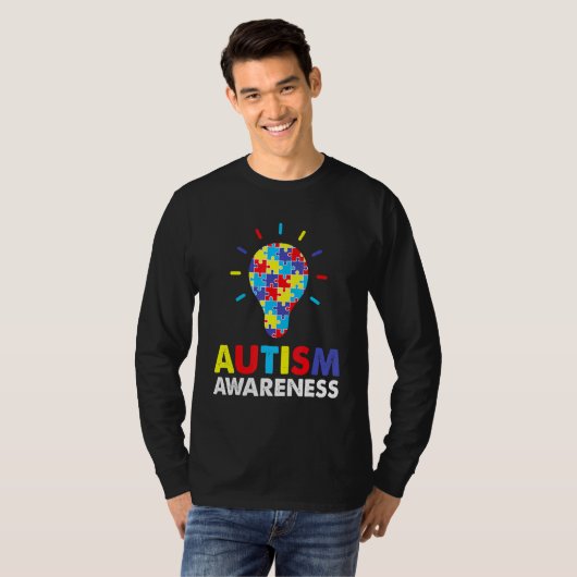 Autism Awareness Maand Autistic Multi Colour Puzz T-shirt (Voorkant volledig)