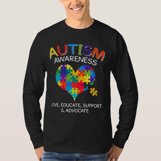 Autism Awareness Maand Love Heart Puzzle Piece Wom T-shirt (Voorkant)