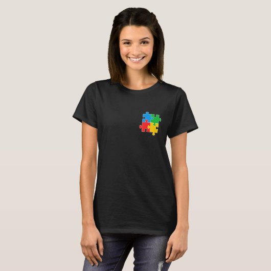 Autism Awareness Maand Puzzle Piece Pocket Special T-shirt (Voorkant volledig)