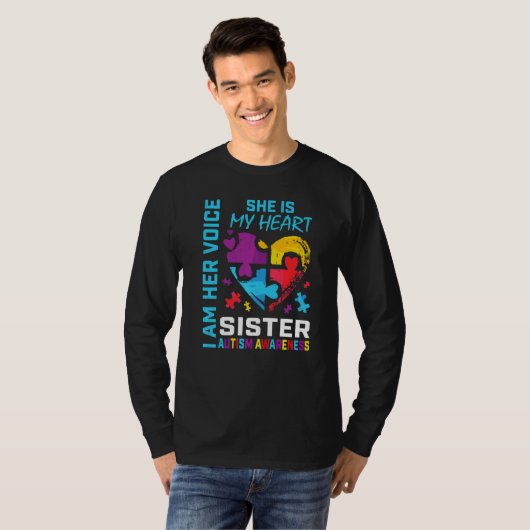 Autism Awareness Maand Sister Puzzle Piece Heart S T-shirt (Voorkant volledig)