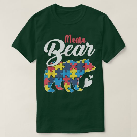 Autism Awareness Mama Bear Puzzle Piece Autistic M T-shirt (Design voorkant)