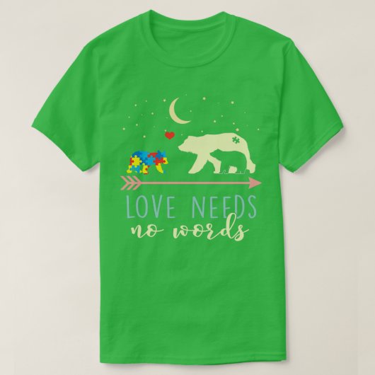 Autism Awareness Mama Beer Love Needs No Words Pul T-shirt (Design voorkant)