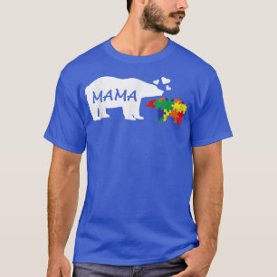 Autism Awareness Mama Beer Puzzle Piece Autistic M T-shirt