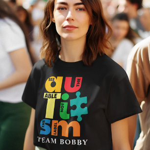 Autism Awareness Matching Family Team Custom Mam T-shirt