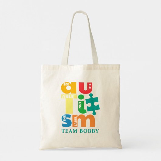 Autism Awareness Matching Family Team Custom Tote Bag (Achterkant)