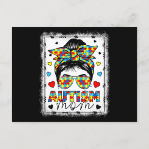 Autism Awareness Mom Life Messy Bun Bleached Mothe Briefkaart