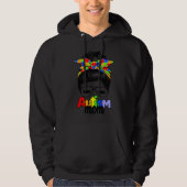Autism Awareness Mom Life Messy Bun Sunglasses Ban Hoodie (Voorkant)