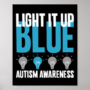 Autism Awareness Montage Support Light It Up Blue Poster