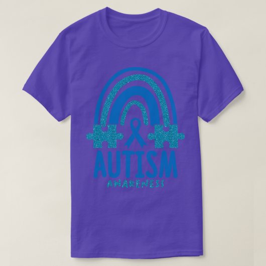 Autism Awareness Month Blue Rainbow Puzzle Piecks T-shirt (Design voorkant)