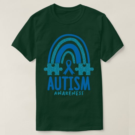 Autism Awareness Month Blue Rainbow Puzzle Piecks T-shirt (Design voorkant)
