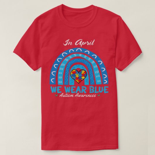 Autism Awareness Month Blue Rainbow T-shirt (Design voorkant)