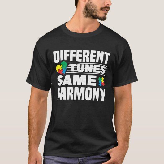Autism Awareness Month Different Tunes Same Harmon T-shirt (Voorkant)