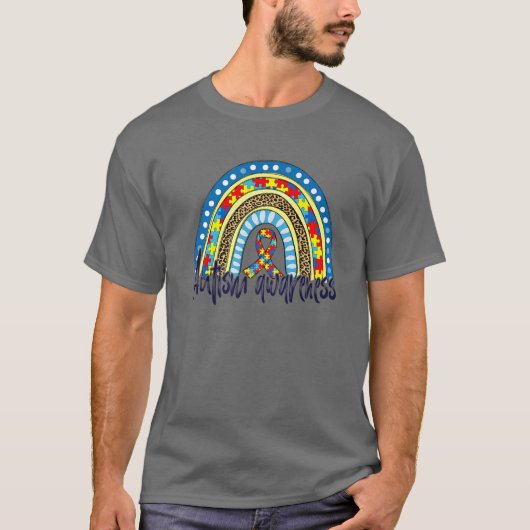 Autism Awareness Month Leopard Rainbow Autism Puzz T-shirt (Voorkant)