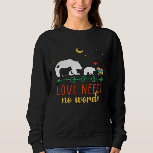 Autism Awareness Month Love Need No Words Puzzle B Trui (Voorkant)