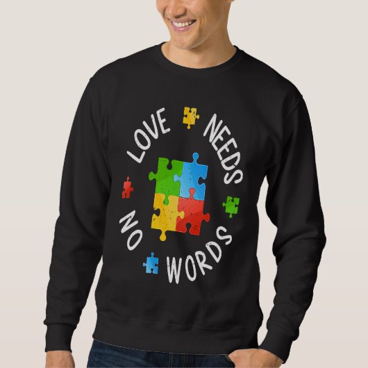 Autism Awareness Month Love Need No Words Puzzle M Trui (Voorkant)