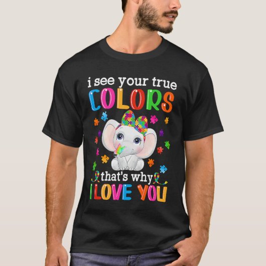 Autism Awareness Month Mama Papa Elephant Love Nee T-shirt (Voorkant)